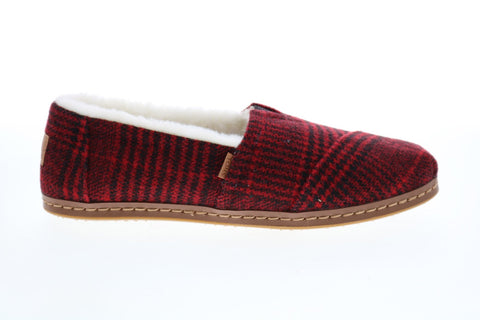 Toms Classic 10014912 Womens Red Canvas Slip On Loafer Flats Shoes