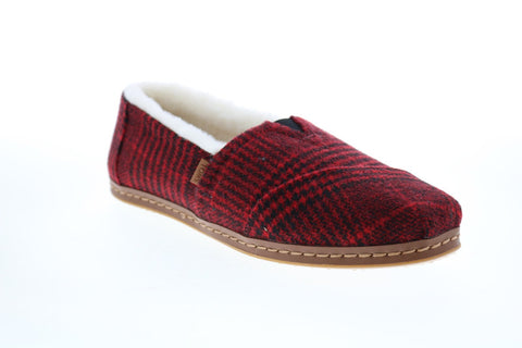 Toms Classic 10014912 Womens Red Canvas Slip On Loafer Flats Shoes