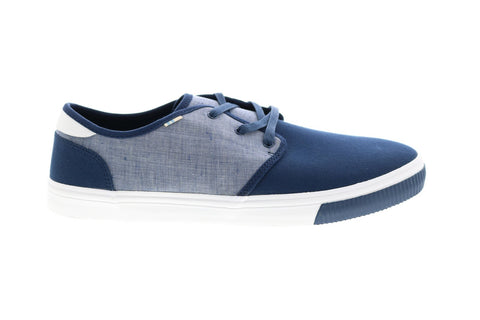 Toms Carlo 10014990 Mens Blue Canvas Lace Up Lifestyle Sneakers Shoes