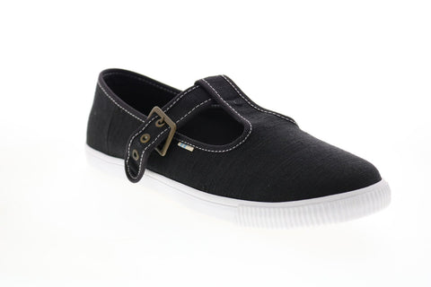 Toms Joon 10015082 Womens Black Canvas Flats Mary Jane Shoes