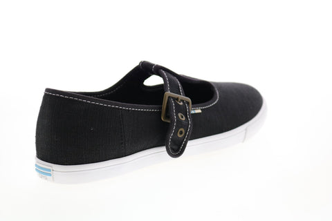 Toms Joon 10015082 Womens Black Canvas Flats Mary Jane Shoes