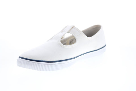 Toms Joon 10015100 Womens White Canvas Flats Mary Jane Shoes