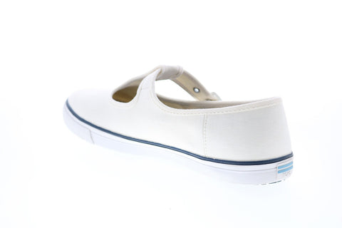Toms Joon 10015100 Womens White Canvas Flats Mary Jane Shoes