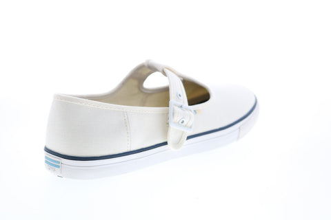 Toms Joon 10015100 Womens White Canvas Flats Mary Jane Shoes