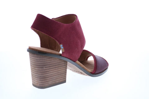 Toms Majorca Block 10015103 Womens Red Suede Zipper Heels Mules Shoes