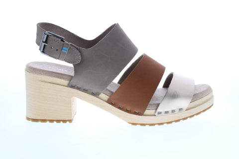 Toms Phoebe Clog 10015130 Womens Multi Leather Heels Strap Shoes