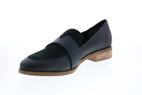 Toms Estel 10015153 Womens Black Leather Slip On Flats Loafer Shoes