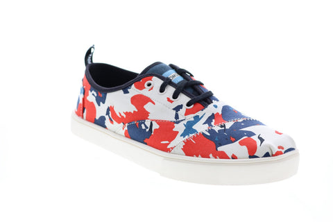 Toms Cordones 10015275 Mens White Canvas Lace Up Lifestyle Sneakers Shoes