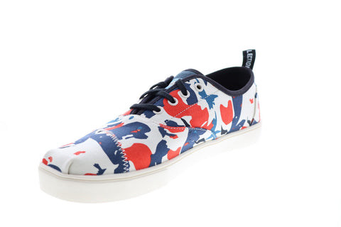 Toms Cordones 10015275 Mens White Canvas Lace Up Lifestyle Sneakers Shoes