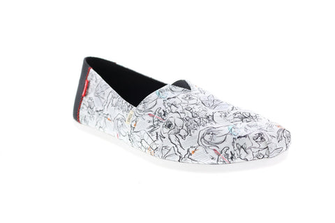 Toms Classic 10015423 Womens White Canvas Slip On Lifestyle Sneakers Shoes