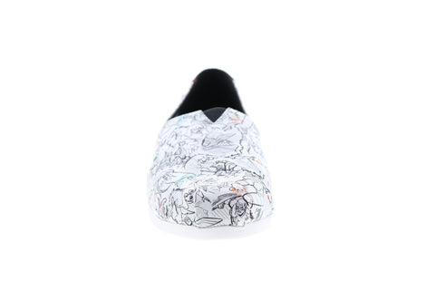 Toms Classic 10015423 Womens White Canvas Slip On Lifestyle Sneakers Shoes