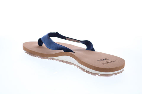 Toms Lagoon 10015456 Mens Blue Canvas Slip On Flip-Flops Sandals Shoes