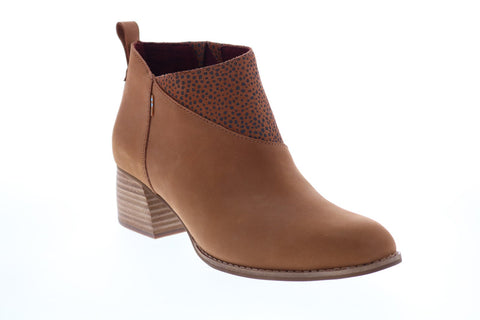 Toms Leilani 10015832 Womens Brown Nubuck Zipper Ankle & Booties Boots
