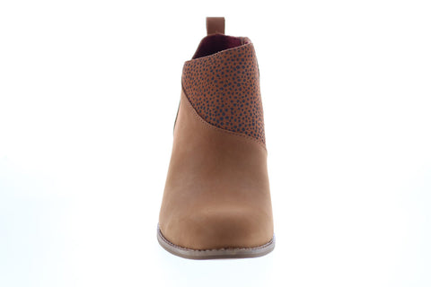 Toms Leilani 10015832 Womens Brown Nubuck Zipper Ankle & Booties Boots