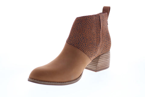 Toms Leilani 10015832 Womens Brown Nubuck Zipper Ankle & Booties Boots