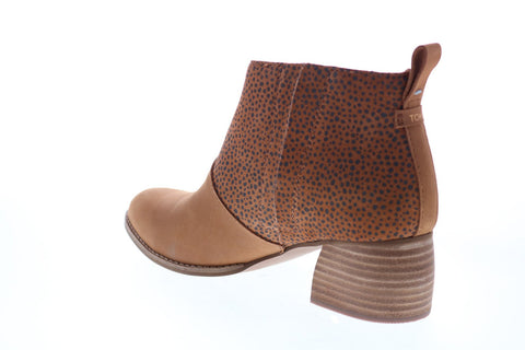 Toms Leilani 10015832 Womens Brown Nubuck Zipper Ankle & Booties Boots