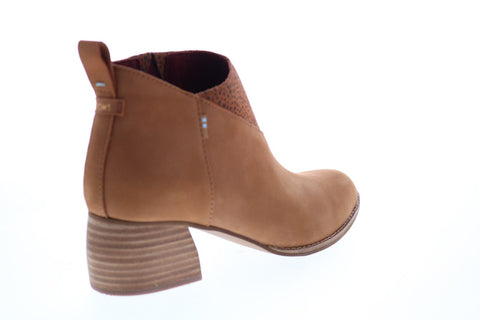 Toms Leilani 10015832 Womens Brown Nubuck Zipper Ankle & Booties Boots