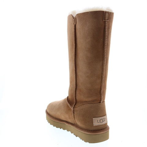 UGG Bailey Button Triplet II 1016227 Womens Brown Leather Mid Calf Boots