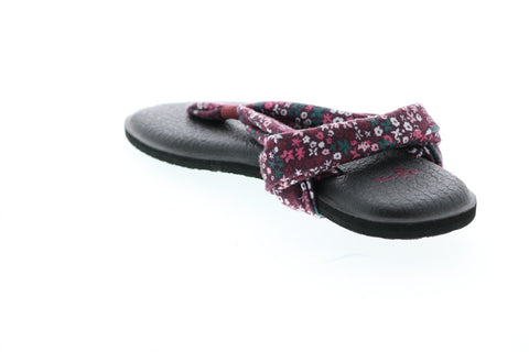 Sanuk Yoga Sling 2 Prints 1017881 Womens Pink Canvas Slip On Flip-Flops Sandals Shoes 