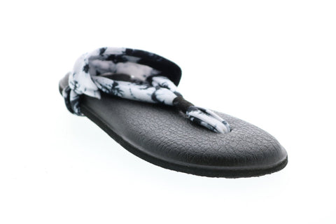 Sanuk Yoga Sling 2 Prints 1017882-BTDY Womens Black Canvas Flip-Flops Sandals Shoes 