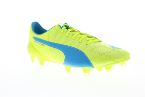 Puma Evospeed Sl Fg Mens Yellow Leather Athletic Lace Up Soccer Cleats Shoes