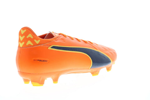 Puma Evotouch 3 Lth Fg Mens Orange Leather Athletic Soccer Cleats Shoes