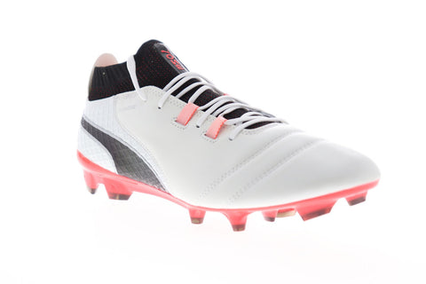 Puma One 17.1 FG 10406201 Mens White Leather Athletic Soccer Cleats Shoes