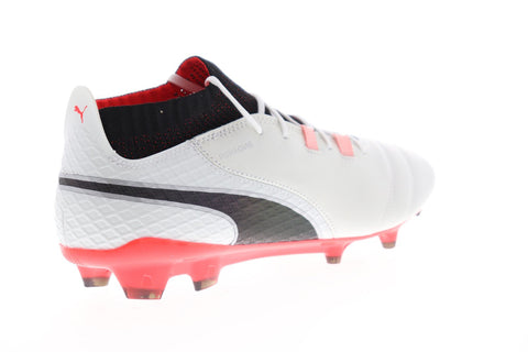 Puma One 17.1 FG 10406201 Mens White Leather Athletic Soccer Cleats Shoes