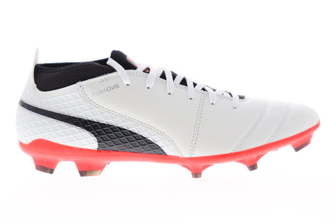 Puma One 17.2 Fg Mens White Leather Athletic Lace Up Soccer Cleats Shoes
