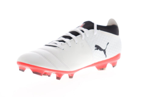 Puma One 17.2 Fg Mens White Leather Athletic Lace Up Soccer Cleats Shoes