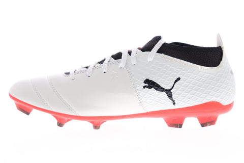 Puma One 17.2 Fg Mens White Leather Athletic Lace Up Soccer Cleats Shoes
