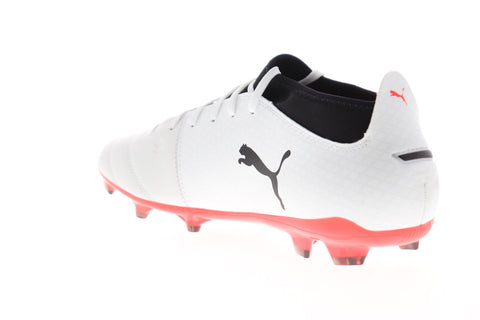 Puma One 17.3 FG 10407401 Mens White Leather Athletic Soccer Cleats Shoes