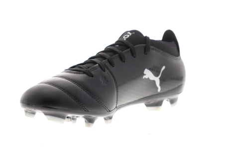 Puma One 17.3 FG 10407404 Mens Black Leather Athletic Soccer Cleats Shoes