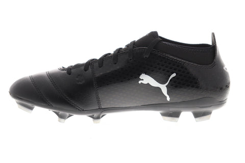Puma One 17.3 FG 10407404 Mens Black Leather Athletic Soccer Cleats Shoes