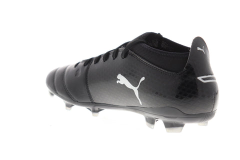Puma One 17.3 FG 10407404 Mens Black Leather Athletic Soccer Cleats Shoes
