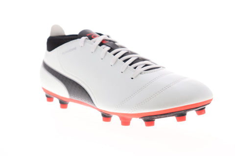 Puma One 17.4 FG 10407501 Mens White Low Top Athletic Soccer Cleats Shoes