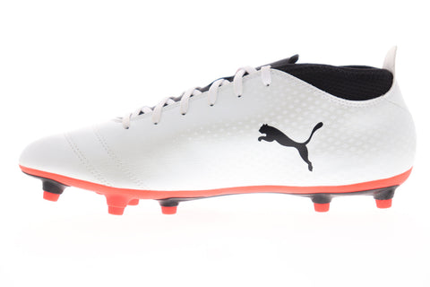 Puma One 17.4 FG 10407501 Mens White Low Top Athletic Soccer Cleats Shoes