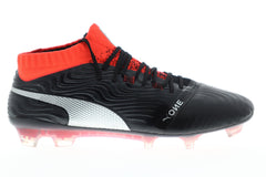 Puma One 18.1 Fg Mens Black Synthetic Athletic Lace Up Soccer Cleats Shoes