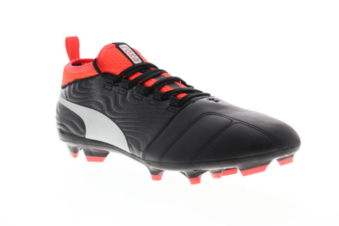 Puma One 18.3 FG 10453801 Mens Black Leather Athletic Soccer Cleats Shoes