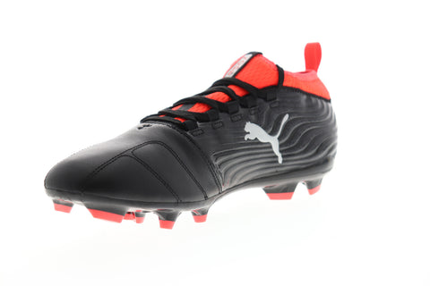 Puma One 18.3 FG 10453801 Mens Black Leather Athletic Soccer Cleats Shoes