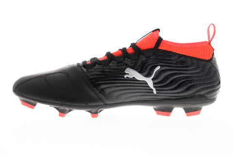 Puma One 18.3 FG 10453801 Mens Black Leather Athletic Soccer Cleats Shoes
