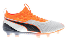 Puma One 1 Fg Ag Mens Sliver Orange Synthetic Athletic Lace Up Soccer Shoes