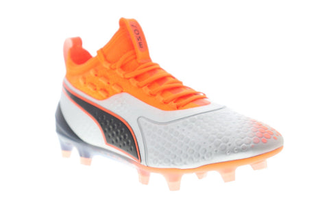 Puma One 1 Fg Ag Mens Sliver Orange Synthetic Athletic Lace Up Soccer Shoes