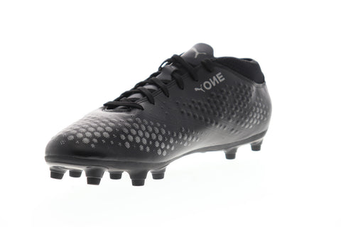 Puma One 4 FG 10474902 Mens Black Low Top Lace Up Athletic Soccer Cleats Shoes