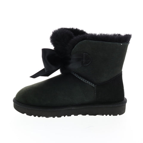 UGG Gita Bow Mini 1098360 Womens Black Suede Lace Up Casual Dress Boots