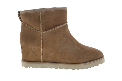 UGG Classic Femme Mini Womens Brown Suede Slip On Lace Up Boots