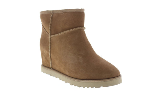 UGG Classic Femme Mini Womens Brown Suede Slip On Lace Up Boots