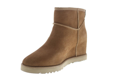 UGG Classic Femme Mini Womens Brown Suede Slip On Lace Up Boots