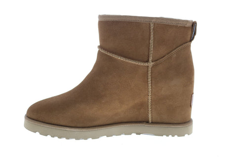 UGG Classic Femme Mini Womens Brown Suede Slip On Lace Up Boots