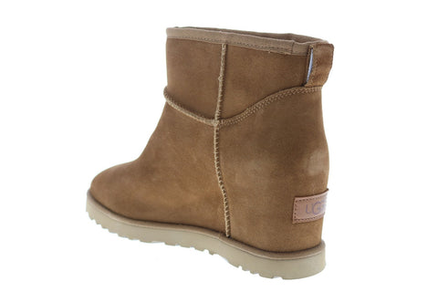 UGG Classic Femme Mini Womens Brown Suede Slip On Lace Up Boots